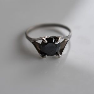 Sterling silver ring with black stone